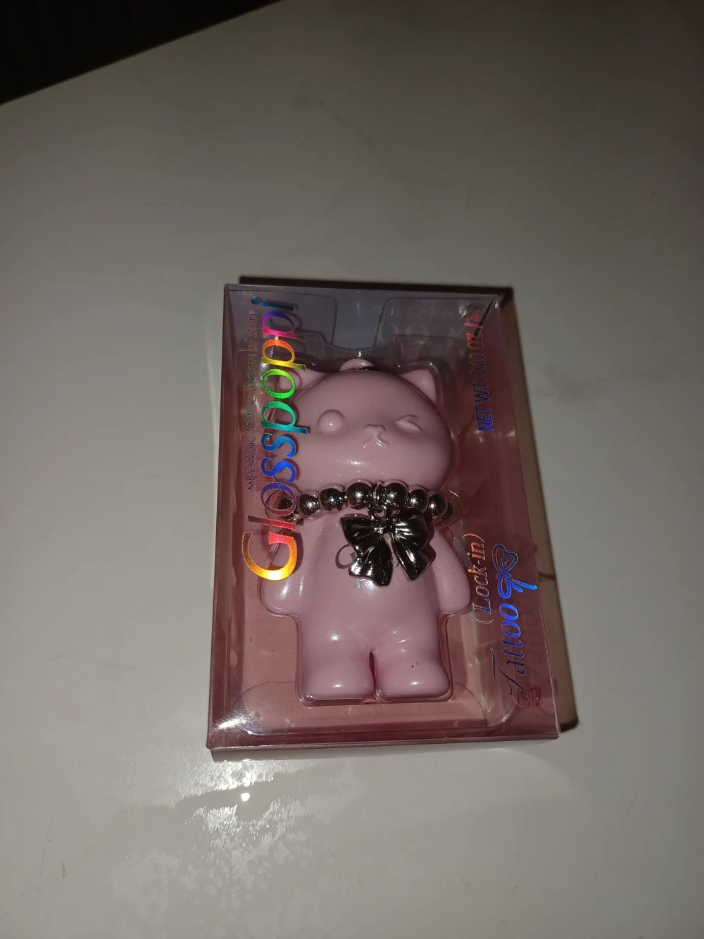 New Glosspoppi Meowgic Tattoo Lock In Pink Cat Lip Gloss Charm Keychain